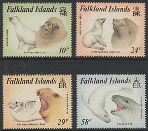 Фалкленды, 1987, Морские Животные,  4 марки, 13 Евро